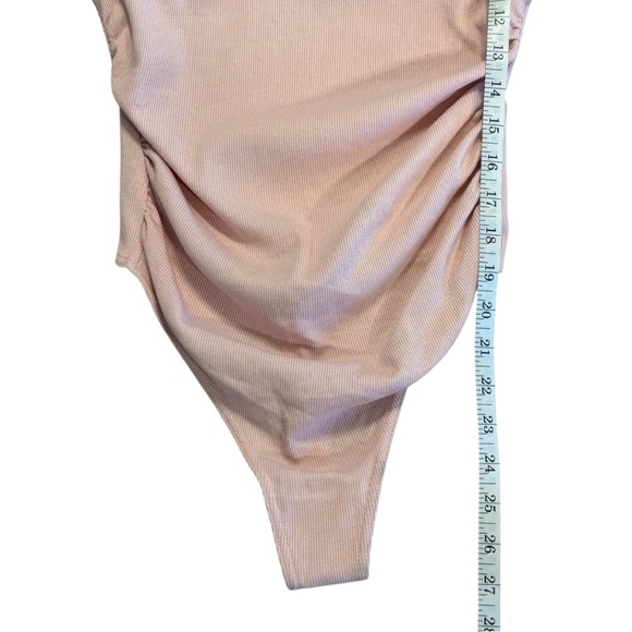Free People Another Love Bodysuit Pink Ribbed Woman’s Sz Medium NWT - Picture 6 of 10